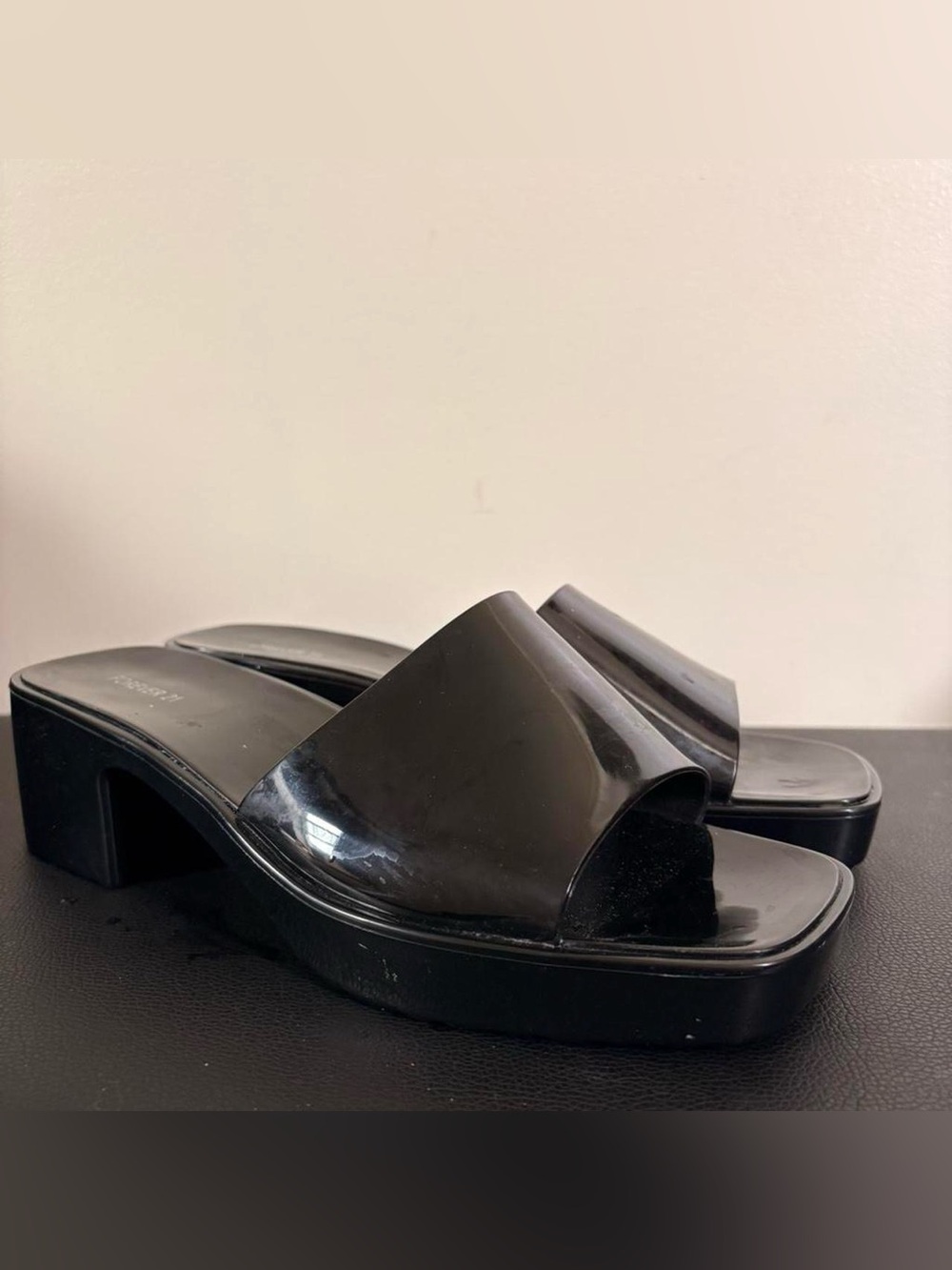 Forever 21 Women’s Black Slide Sandals - Sleek Minimal Design